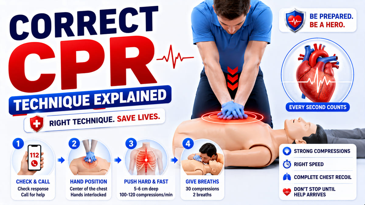 Correct CPR Technique Explained | Chest Compressions Step-by-Step | 3D Animation