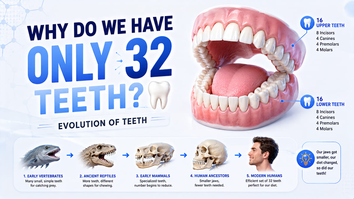 Hamare Sirf 32 Teeth Kyu Hote Hai? | Evolution of Teeth (3D Animation)
