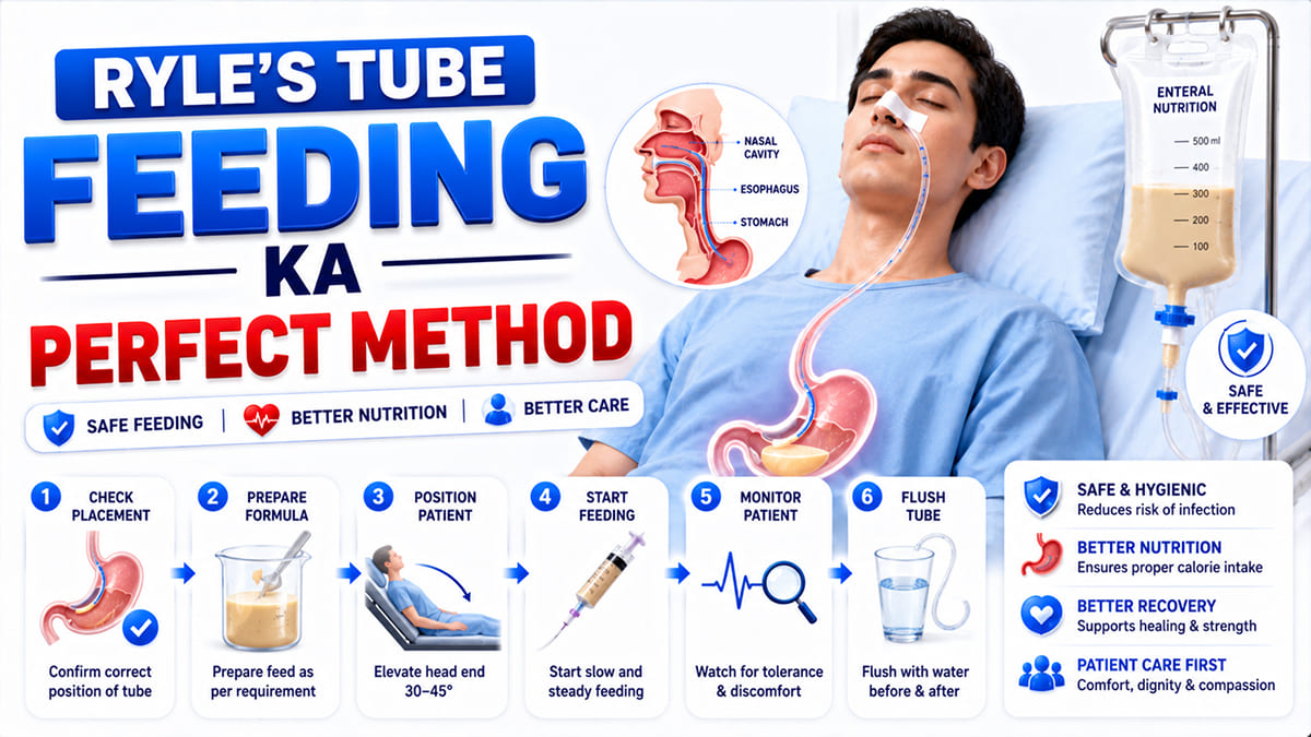 Ryle’s Tube Feeding Ka Perfect Method | NG Tube Feeding Procedure in Hindi | 3D Animation