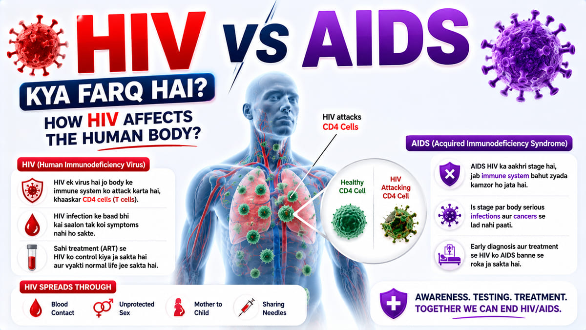 HIV vs AIDS: Kya Farq Hai? | How HIV Affects the Human Body? | CD4 T-Cells Explained